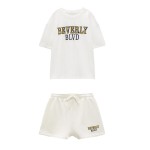 Zach AiIsa spring new age-reducing all-match sports style letter embroidery T-shirt + elastic high waist sports casual pants Zach AiIsa spring new age-reducing all-match sports style letter embroidery T-shirt + elastic high waist sports casual pants