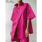 Women's Tracksuit Shirt Shorts Two Piece Set Oversized Short Sleeve Top And Mini Shorts Outfit Female 2022 Summer Lady New Suits Women's Tracksuit Shirt Shorts Two Piece Set Oversized Short Sleeve Top And Mini Shorts Outfit Female 2022 Summer Lady New Suits