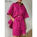 Women's Tracksuit Shirt Shorts Two Piece Set Oversized Short Sleeve Top And Mini Shorts Outfit Female 2022 Summer Lady New Suits Women's Tracksuit Shirt Shorts Two Piece Set Oversized Short Sleeve Top And Mini Shorts Outfit Female 2022 Summer Lady New Suits