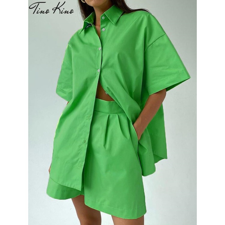 Women's Tracksuit Shirt Shorts Two Piece Set Oversized Short Sleeve Top And Mini Shorts Outfit Female 2022 Summer Lady New Suits Women's Tracksuit Shirt Shorts Two Piece Set Oversized Short Sleeve Top And Mini Shorts Outfit Female 2022 Summer Lady New Suits